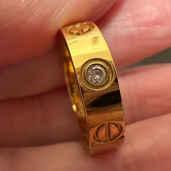 Love Ring Cartier style Gold and crystal band 7 - Picture 5 of 10